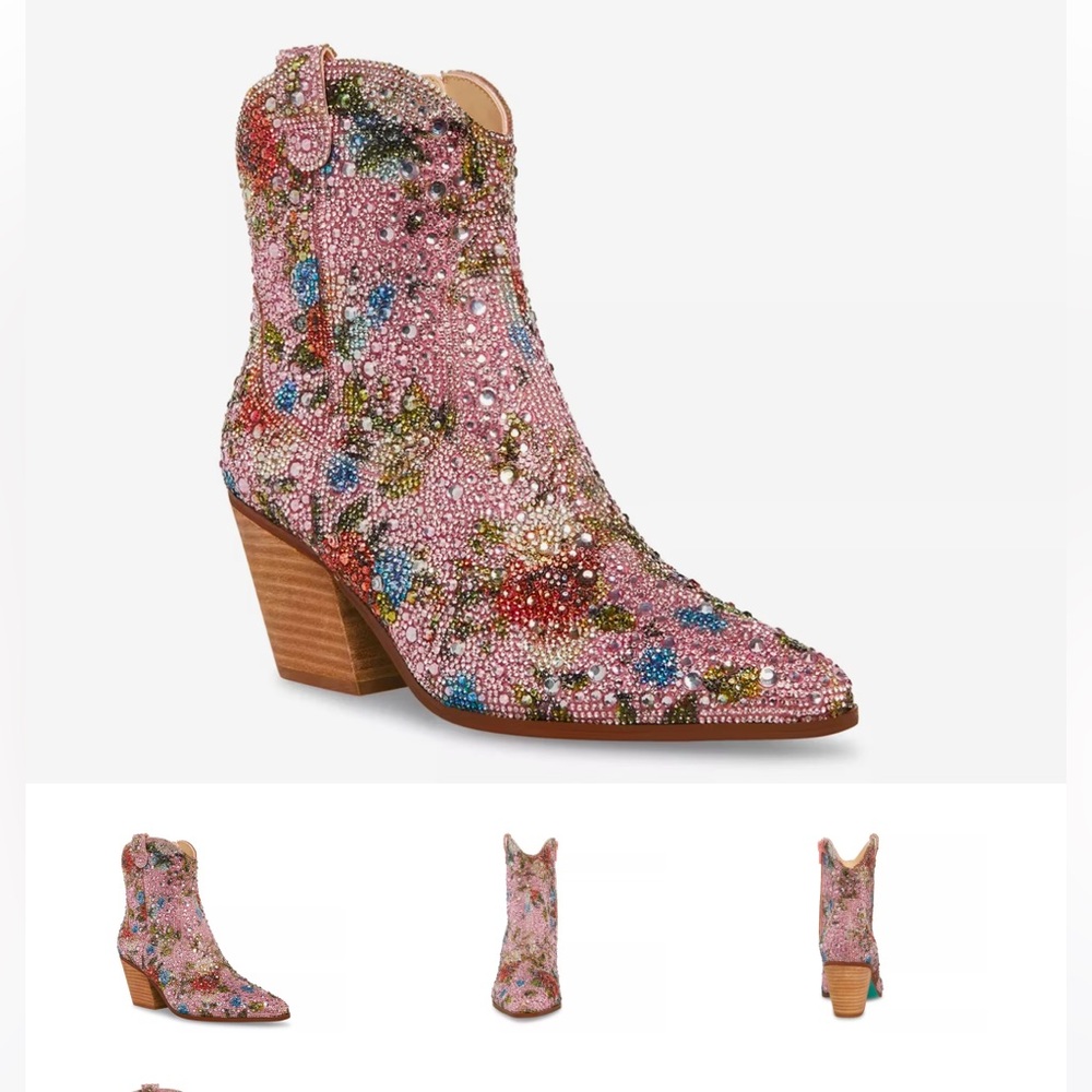 Floral Embellished Ankle Boots